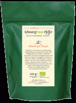 Khoysan Schwarzer bio Pfeffer, Tellicherry, ganz, 250g Sack